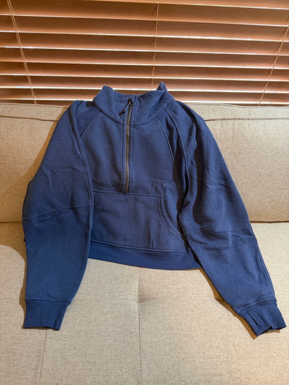 Lululemon blue cropped scuba sweater